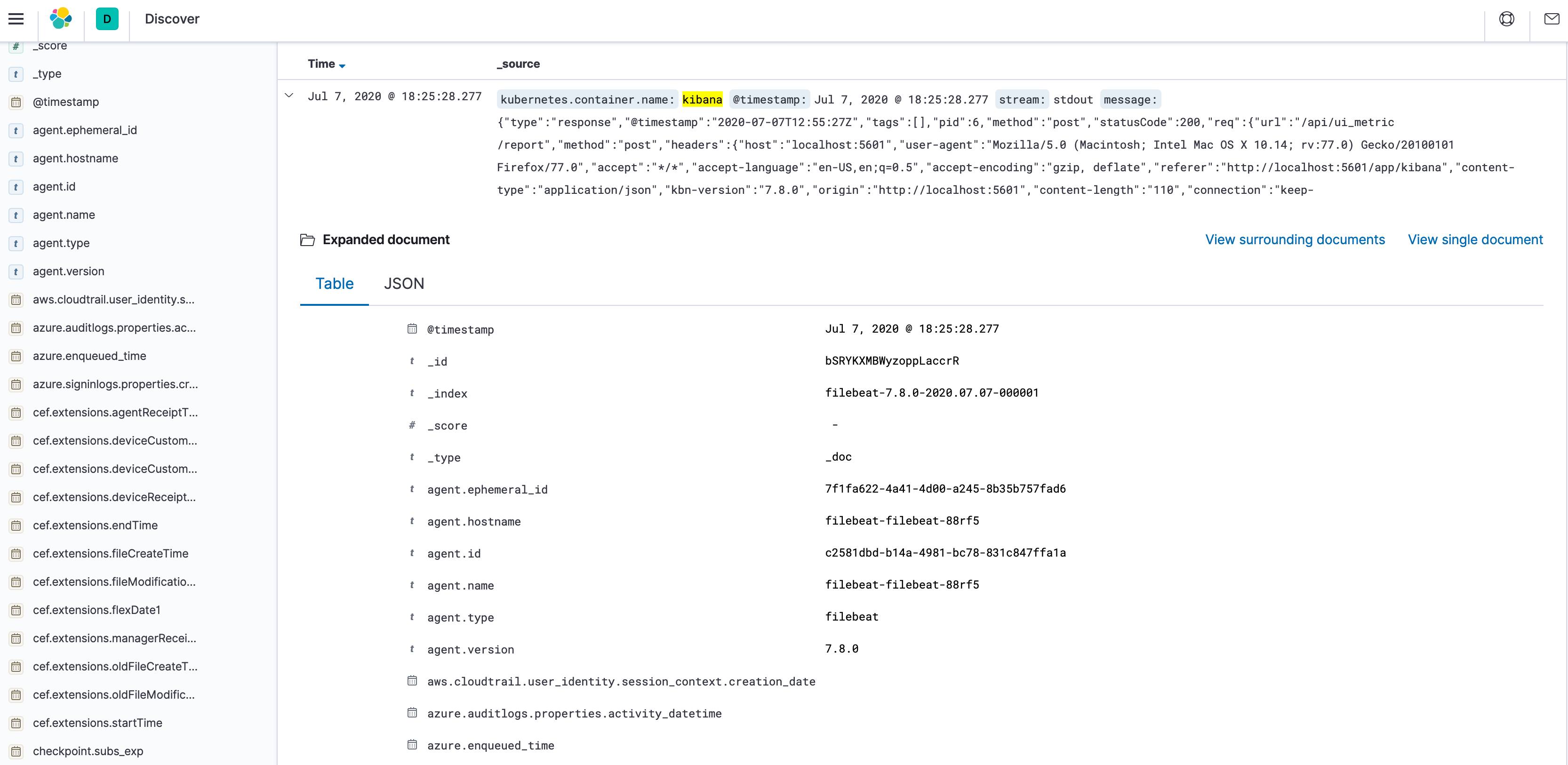 Kibana Log Document